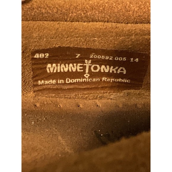 Minnetonka Kilty Hardsole Womens Size 7 Brown Suede Slip On Moccasin Flat 402 - Picture 8 of 8